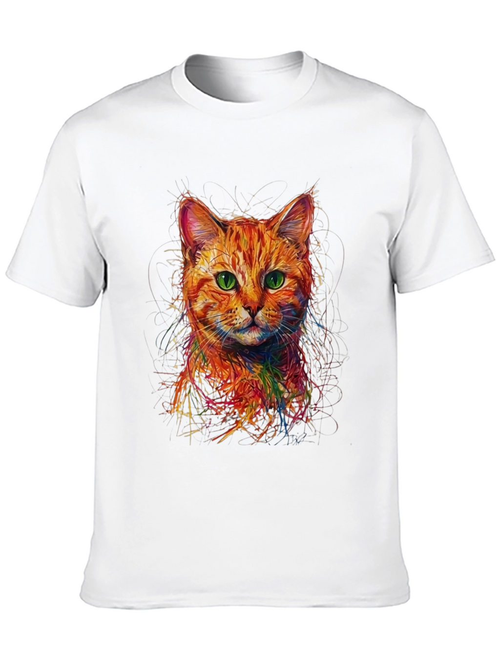 Abstract Cat Art Black T-Shirt