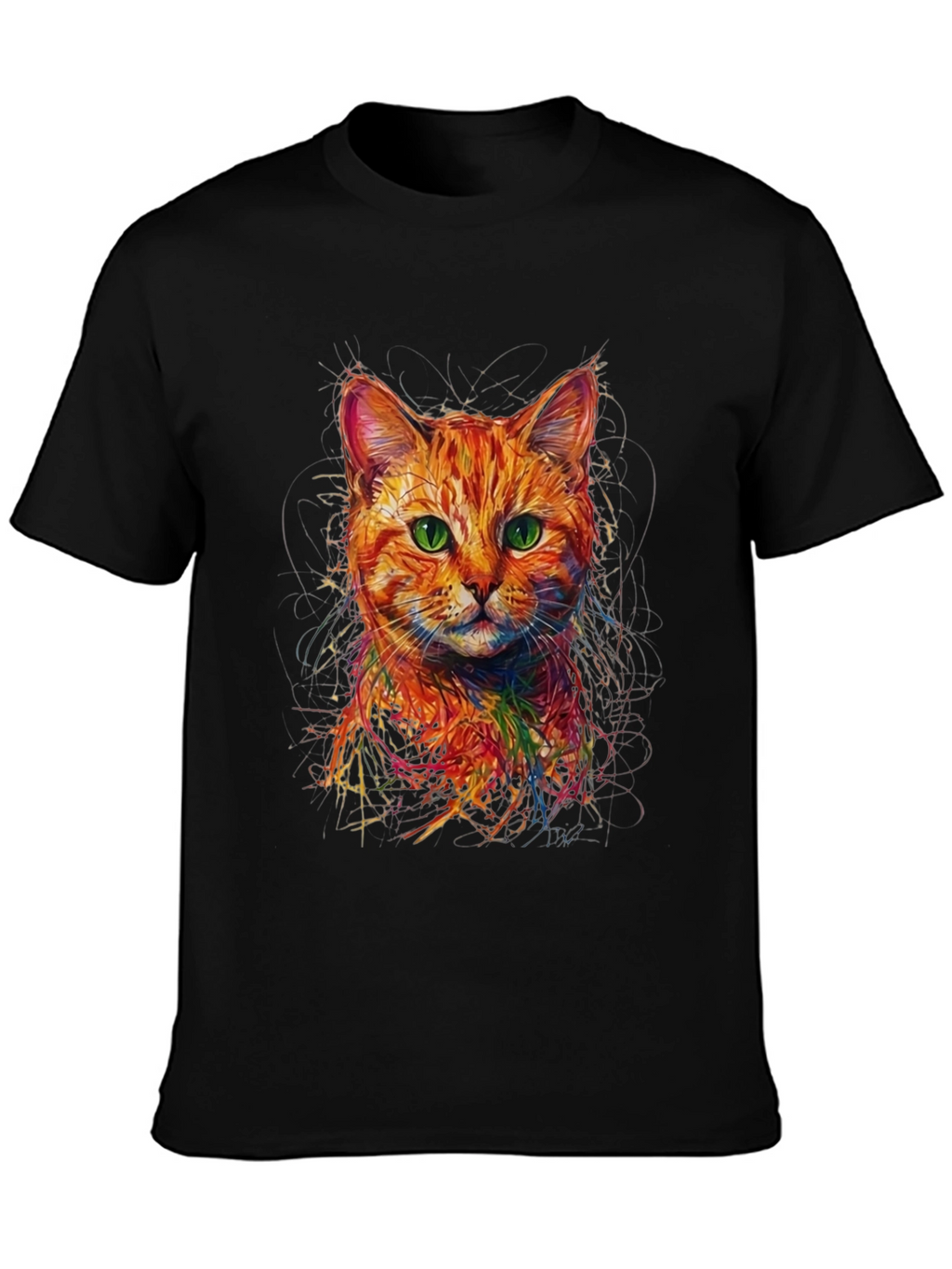 Abstract Cat Art Black T-Shirt