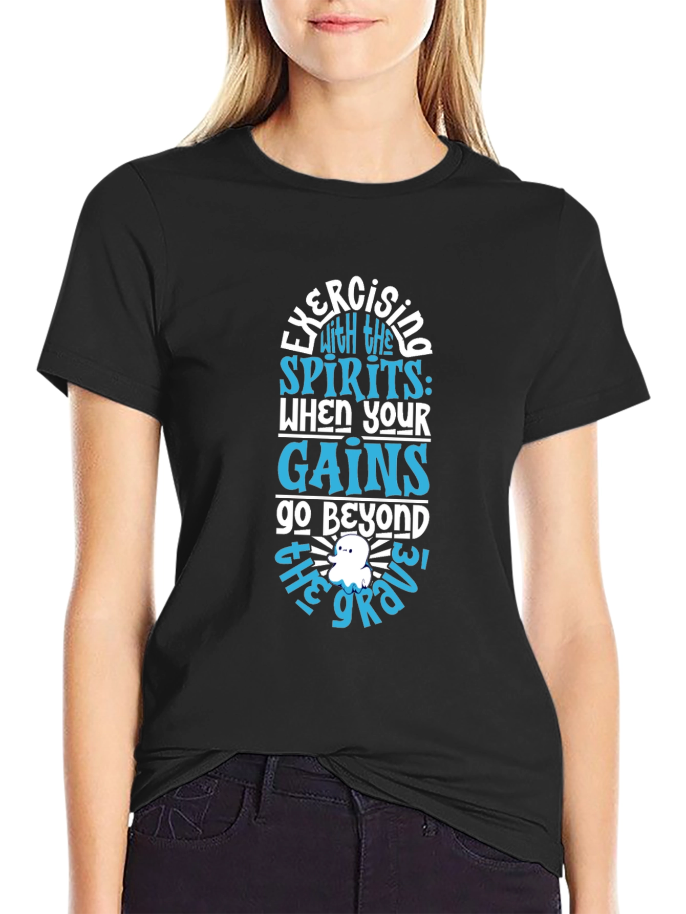 Exercising with Spirits Black T-Shirt