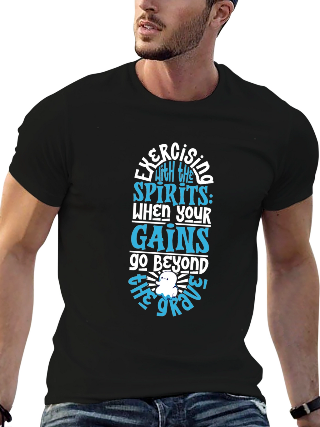 Exercising with Spirits Black T-Shirt