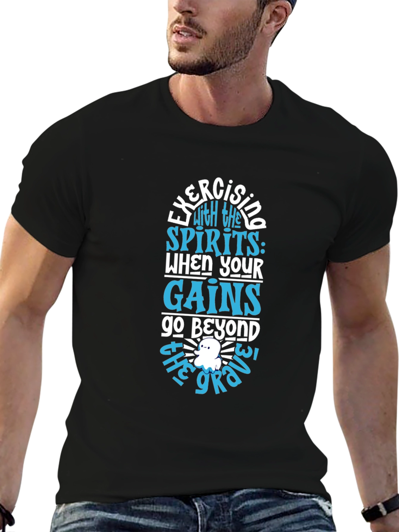 Exercising with Spirits Black T-Shirt
