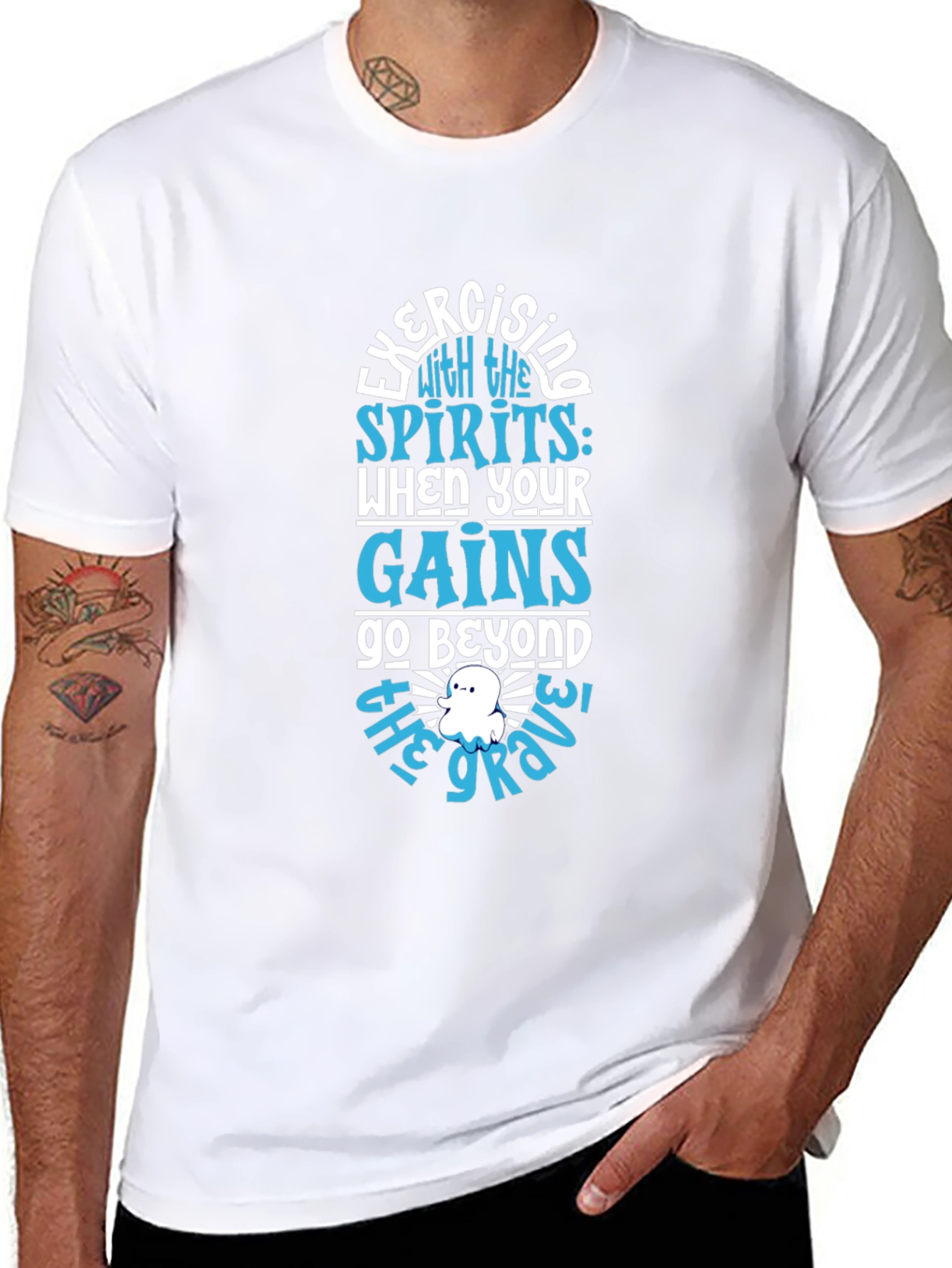 Exercising with Spirits Black T-Shirt