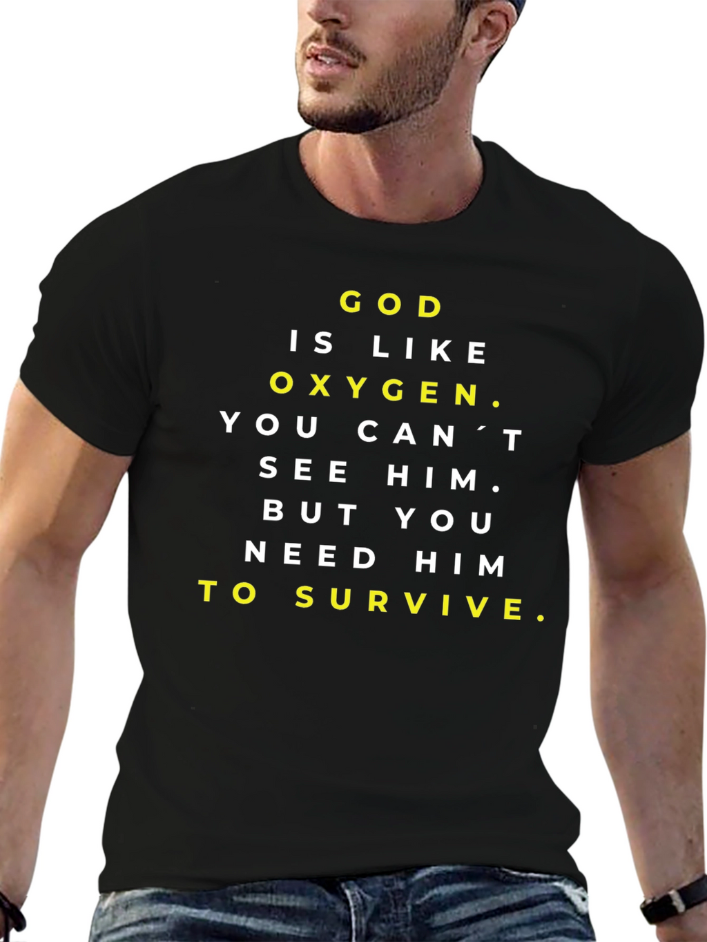 God is Like Oxygen Black Graphic T-Shirt