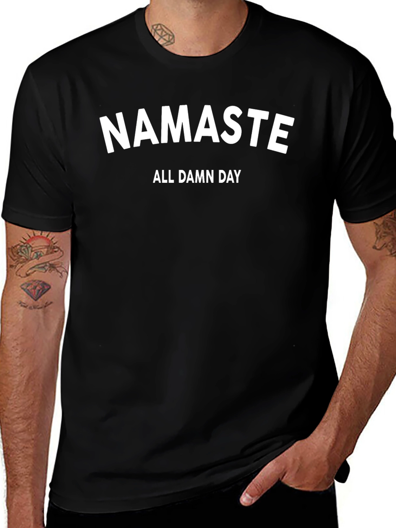 Namaste All Damn Day T-Shirt - Mens Black Tee