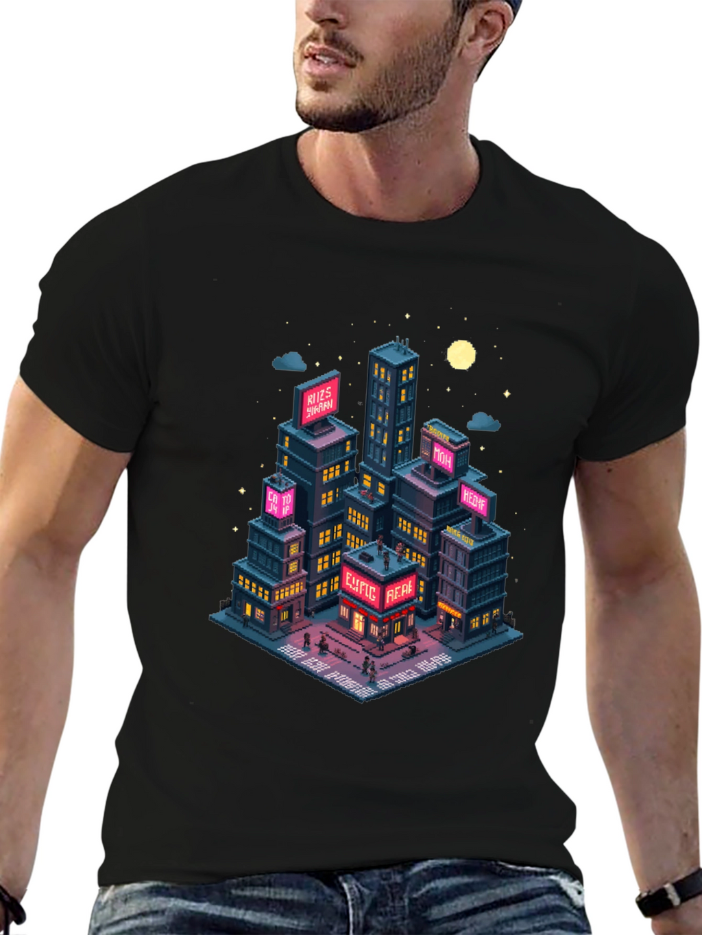 Pixel Art Cityscape T-Shirt