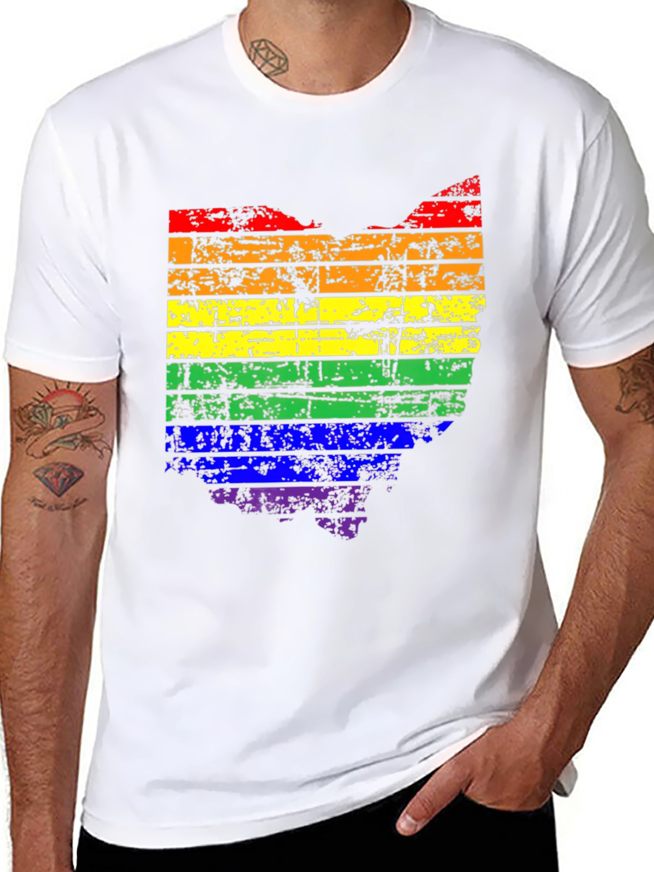 Ohio Pride LGBTQ Rainbow State Map T-Shirt