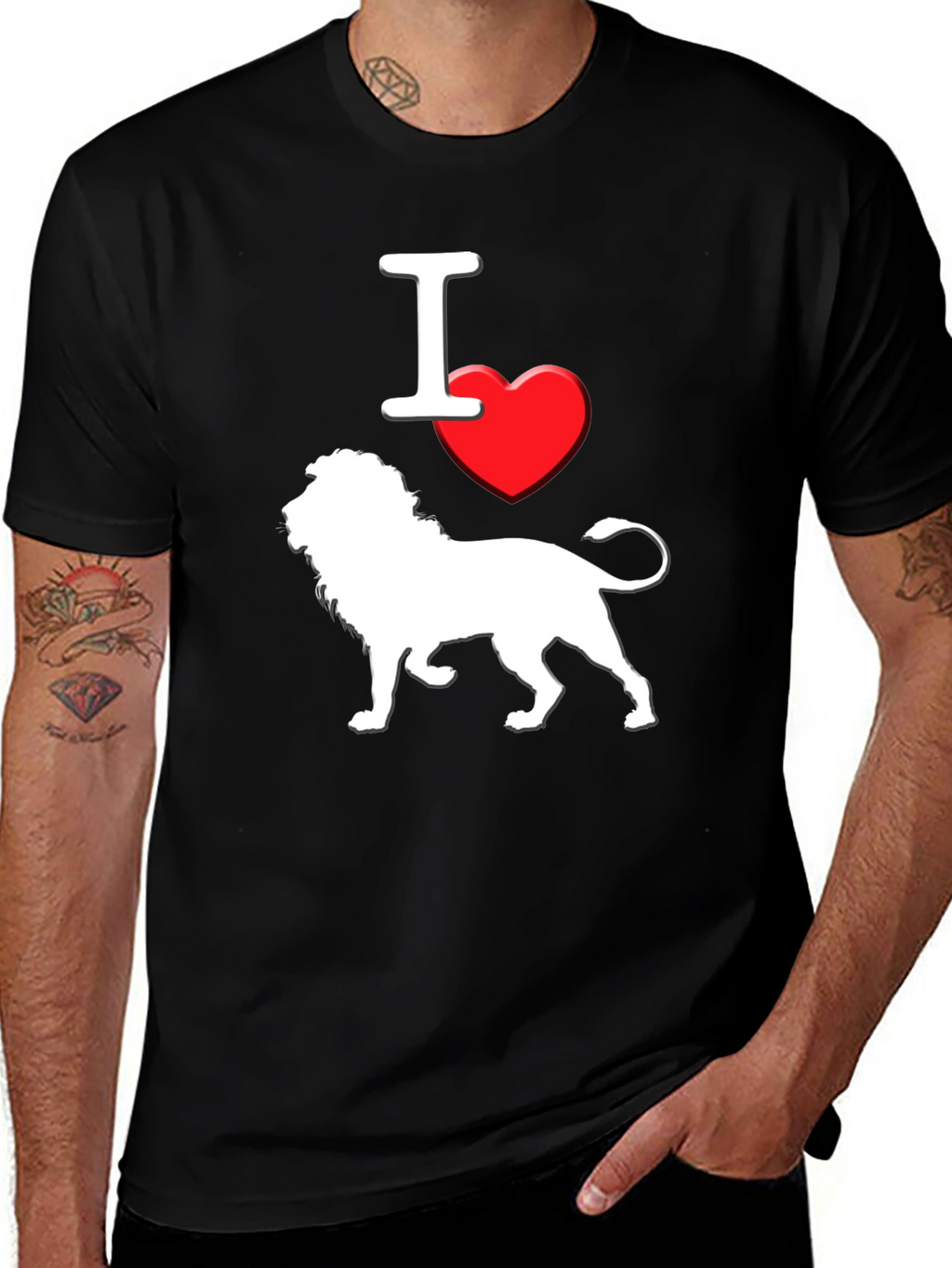 I Love Lions T-Shirt - Black Graphic Tee