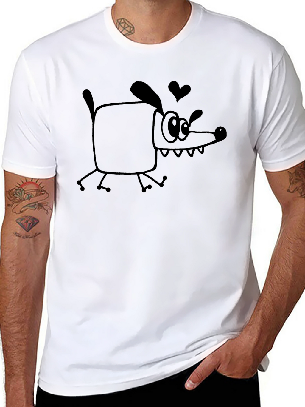 Funny Dog Graphic Black T-Shirt