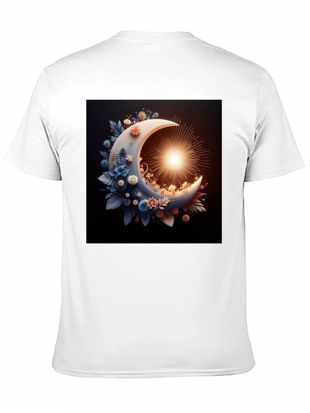 Crescent Moon Floral Black T-Shirt