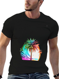 Vibrant Palm Tree Graphic Tee - Island Vibes