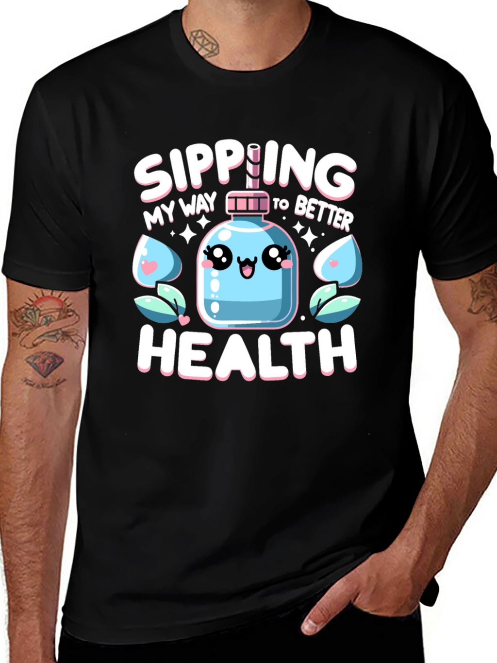 Sipping My Way To Better Health Black T-Shirt