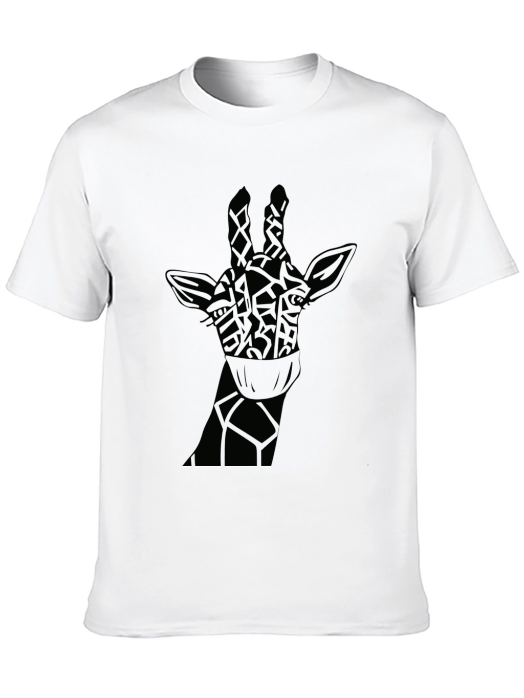 Giraffe Face Mask Black T-Shirt