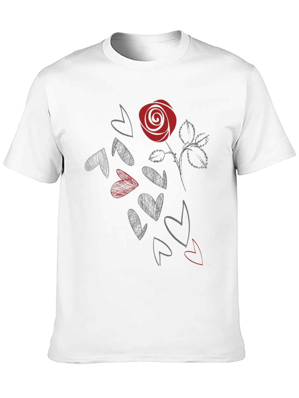 Rose & Hearts Graphic Tee - Stylish Black T-Shirt
