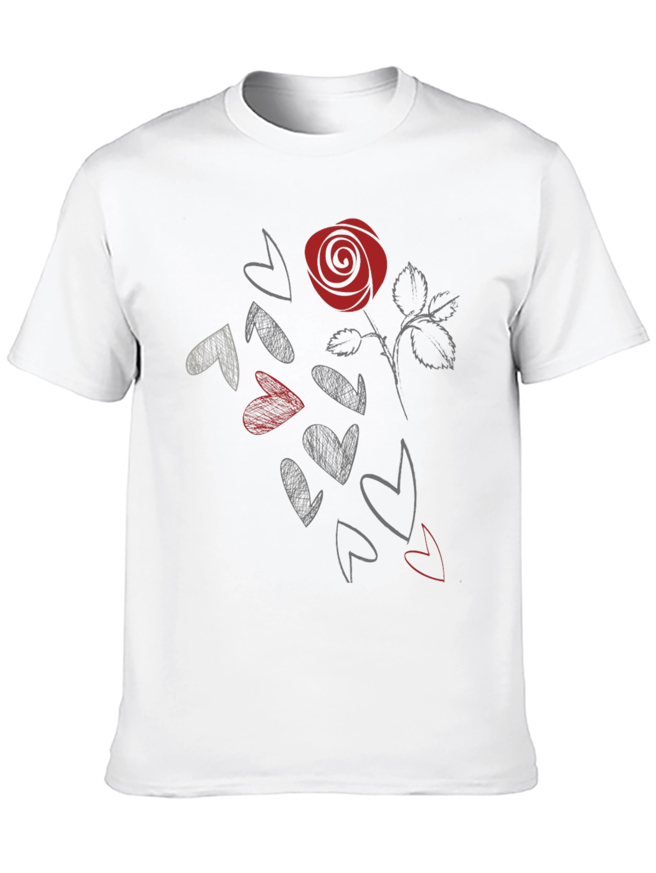 Rose & Hearts Graphic Tee - Stylish Black T-Shirt