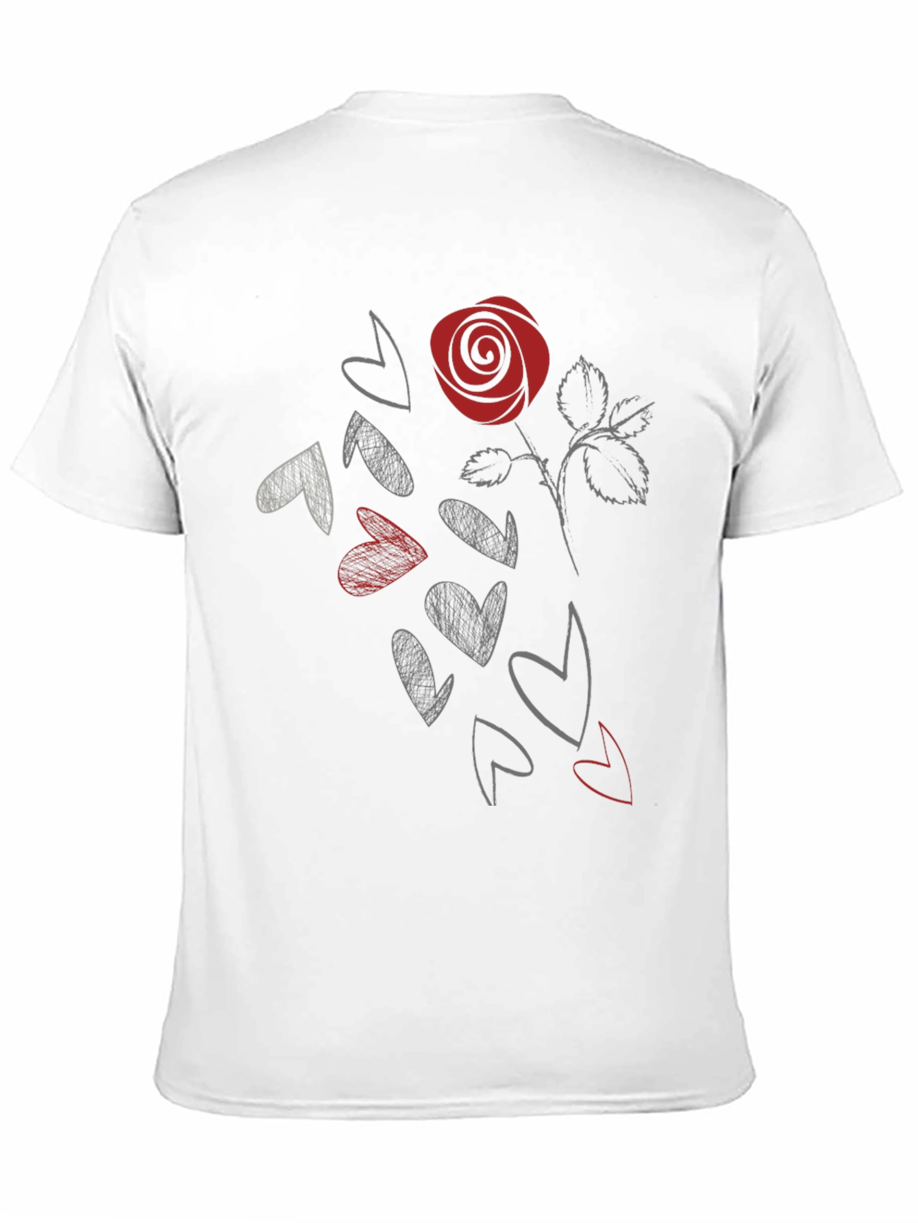 Rose & Hearts Graphic Tee - Stylish Black T-Shirt
