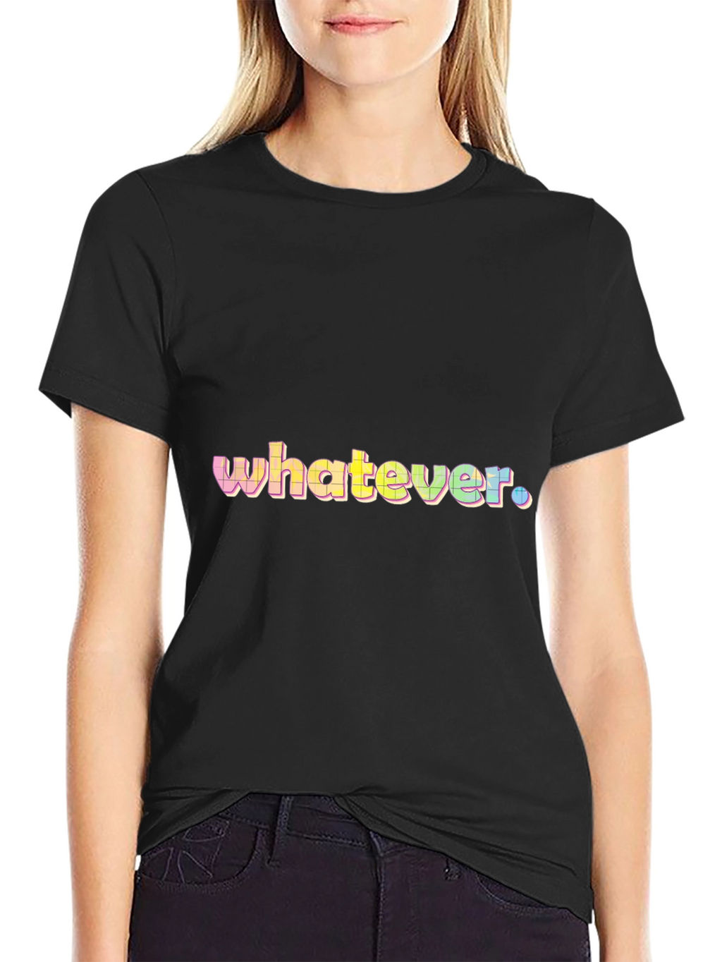 Whatever Pastel Graphic Tee - Black Cotton Blend