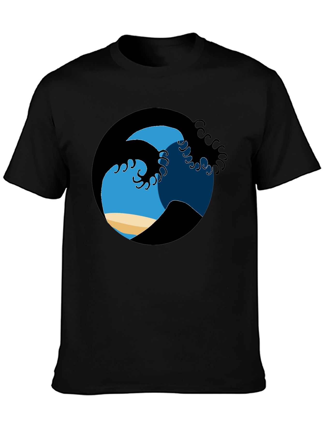 Ocean Wave Graphic Tee - Black