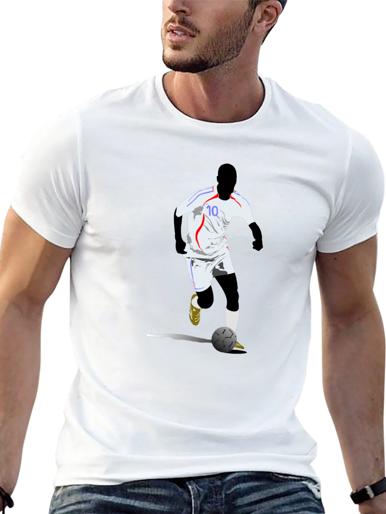 Soccer Player Graphic Tee - Black Cotton Blend