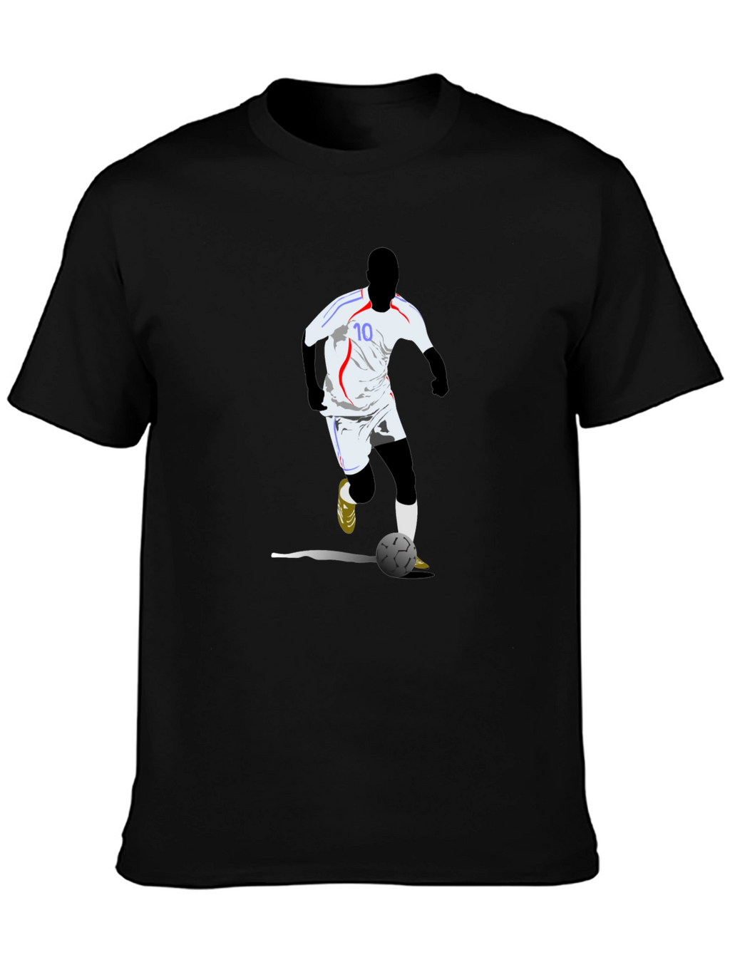 Soccer Player Graphic Tee - Black Cotton Blend
