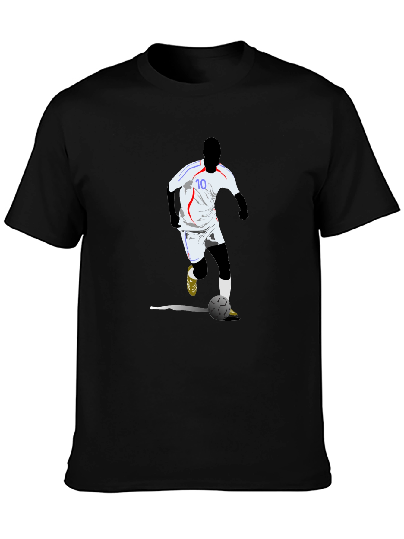 Soccer Player Graphic Tee - Black Cotton Blend