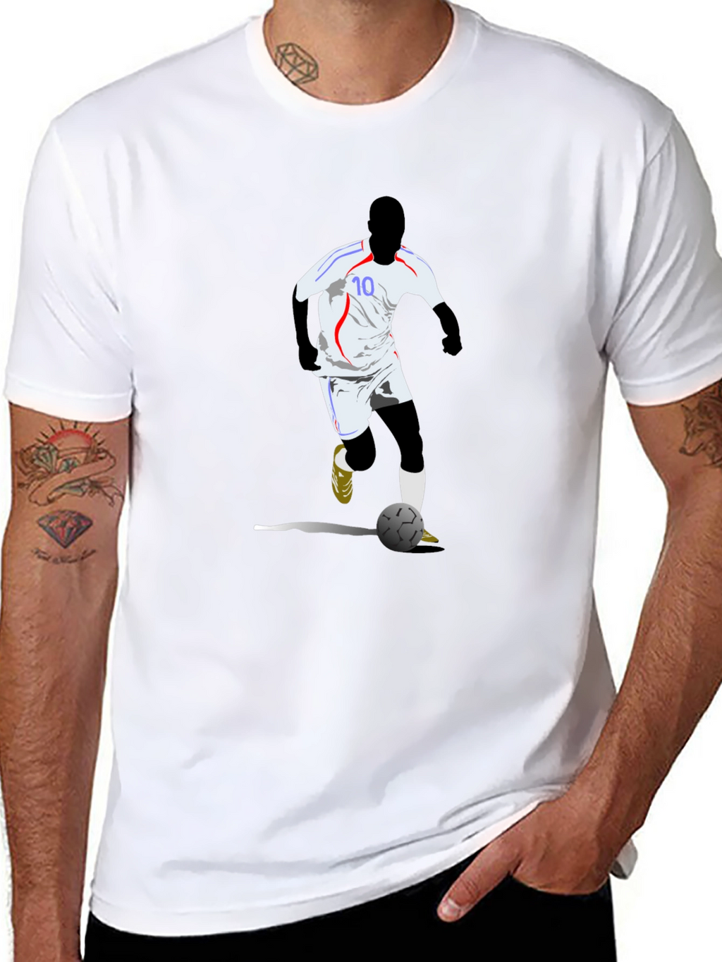 Soccer Player Graphic Tee - Black Cotton Blend