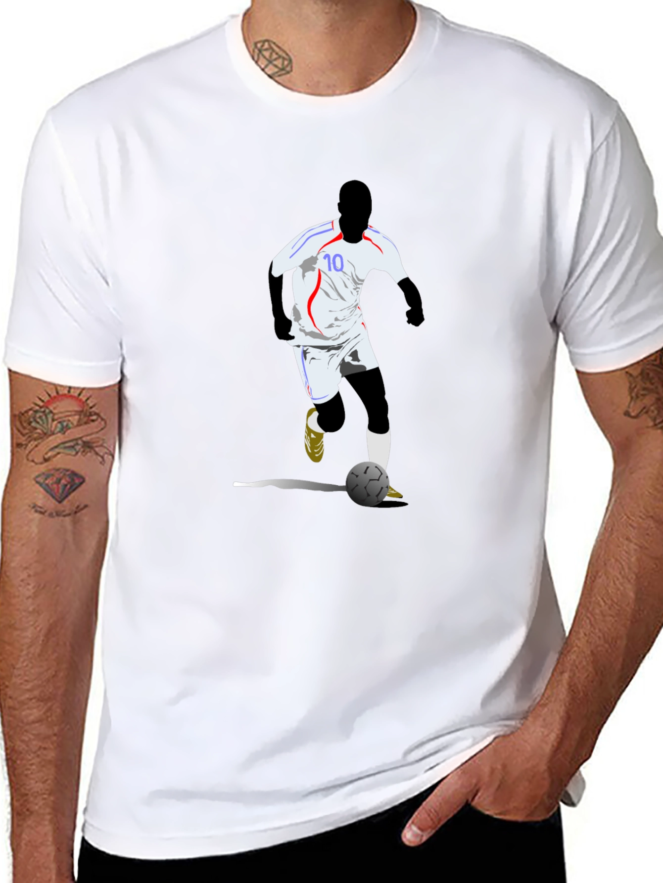 Soccer Player Graphic Tee - Black Cotton Blend