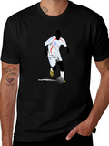 Soccer Player Graphic Tee - Black Cotton Blend