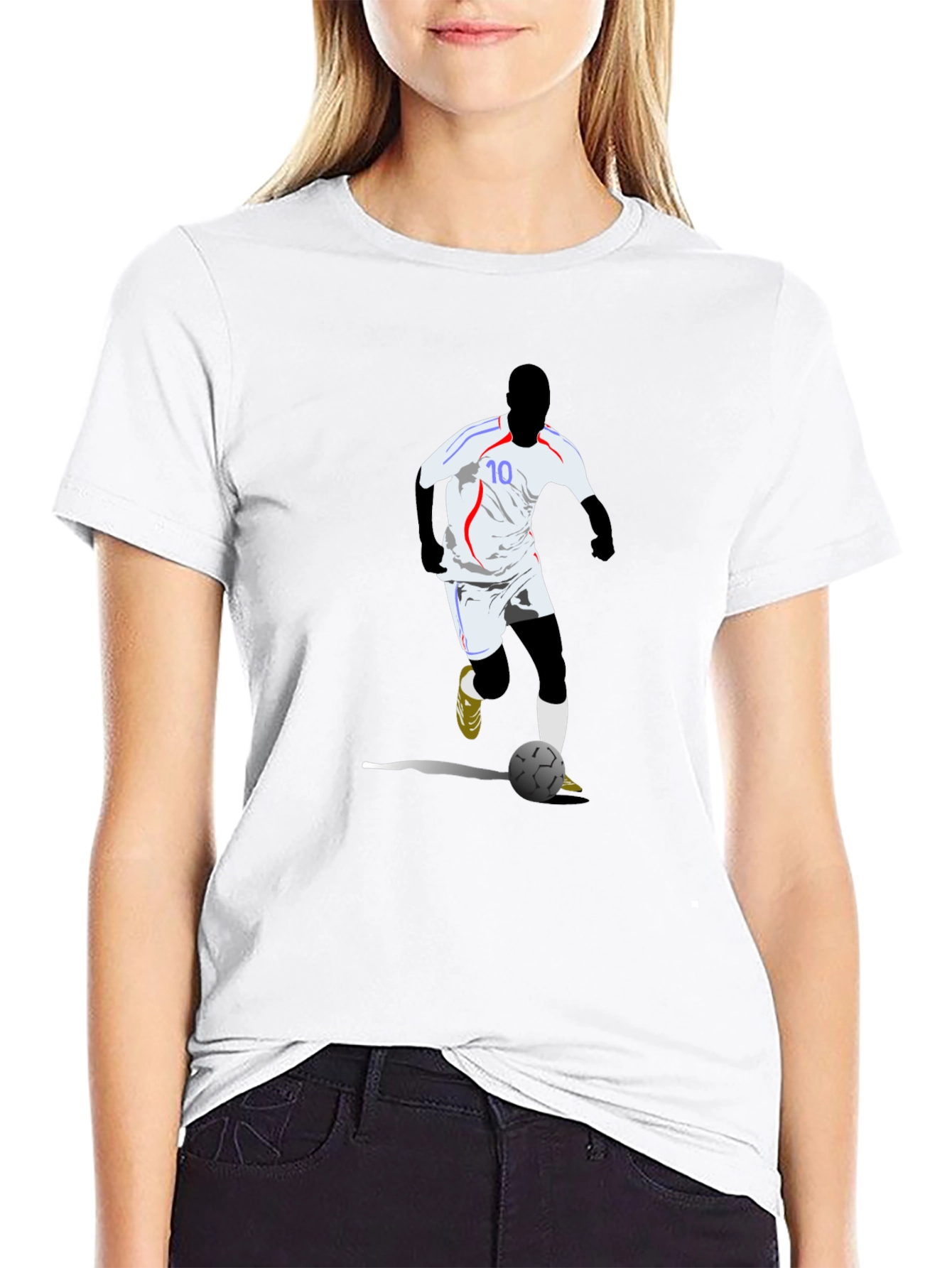 Soccer Player Graphic Tee - Black Cotton Blend