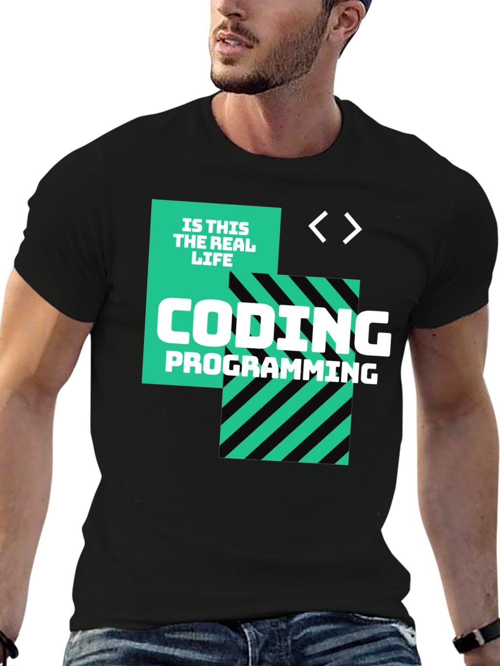 Coding is This the Real Life Black T-Shirt