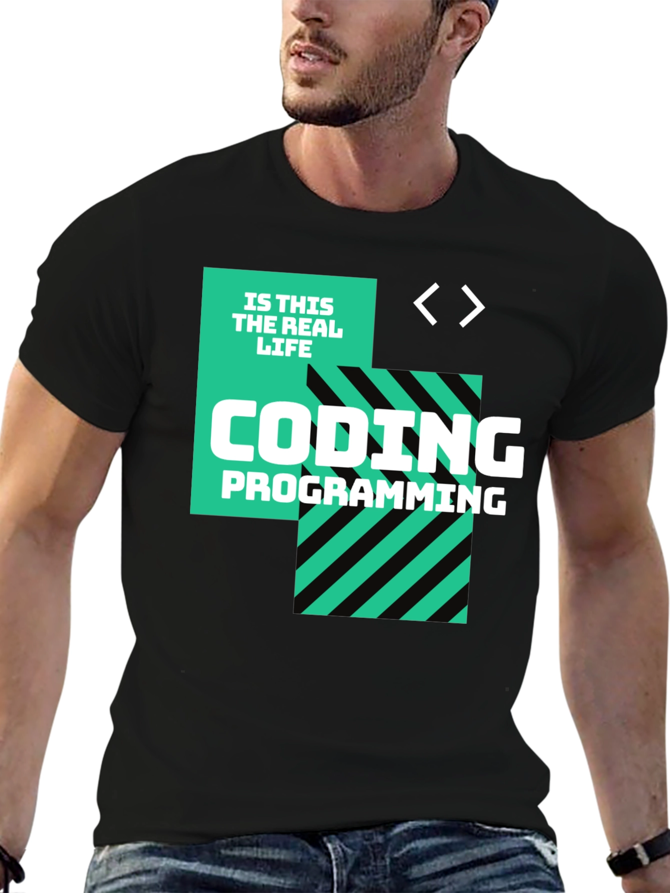 Coding is This the Real Life Black T-Shirt