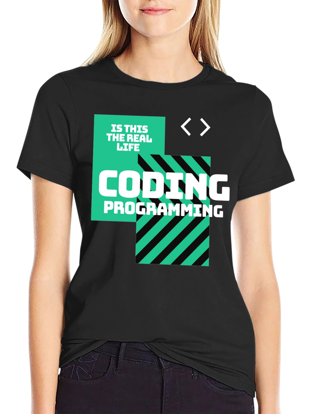Coding is This the Real Life Black T-Shirt