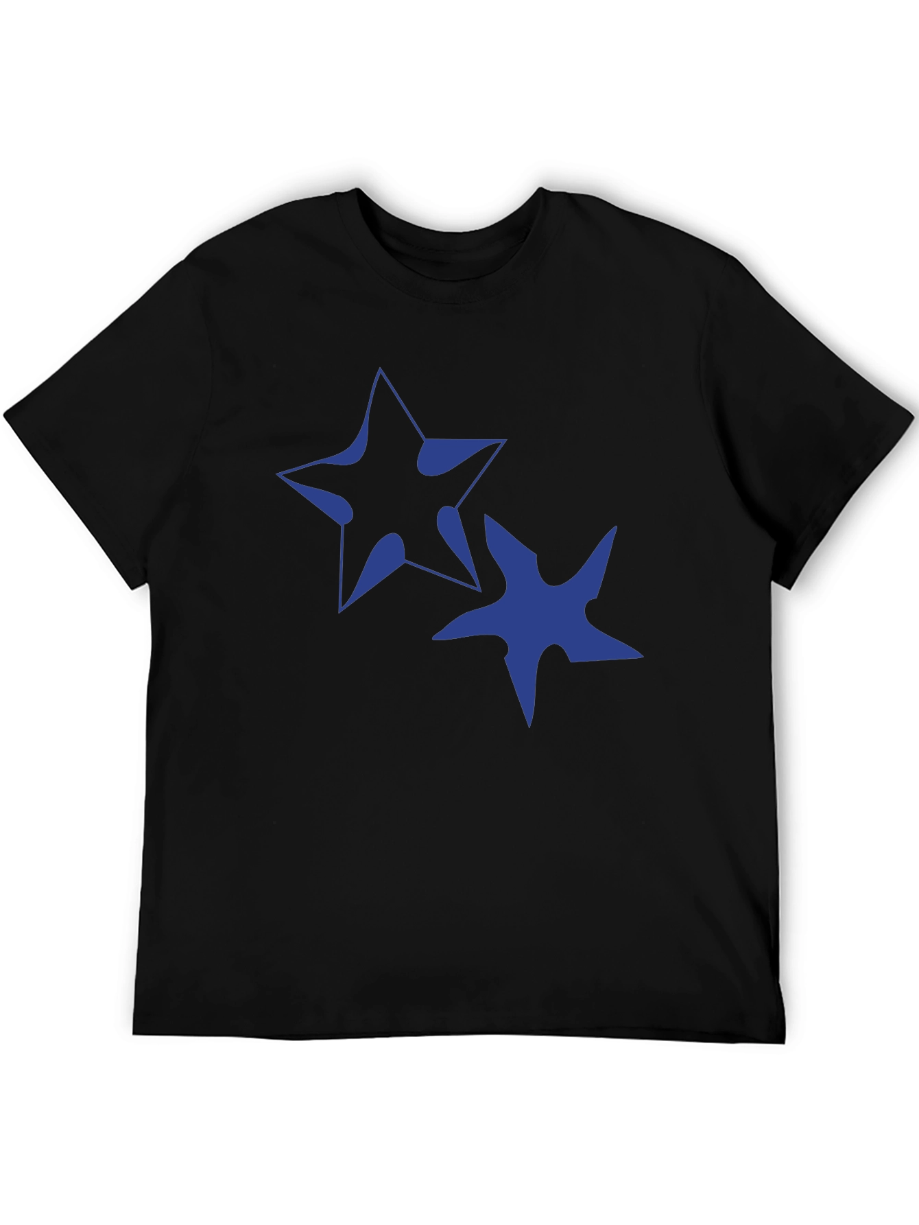 Abstract Star Graphic Tee - Casual Black T-Shirt