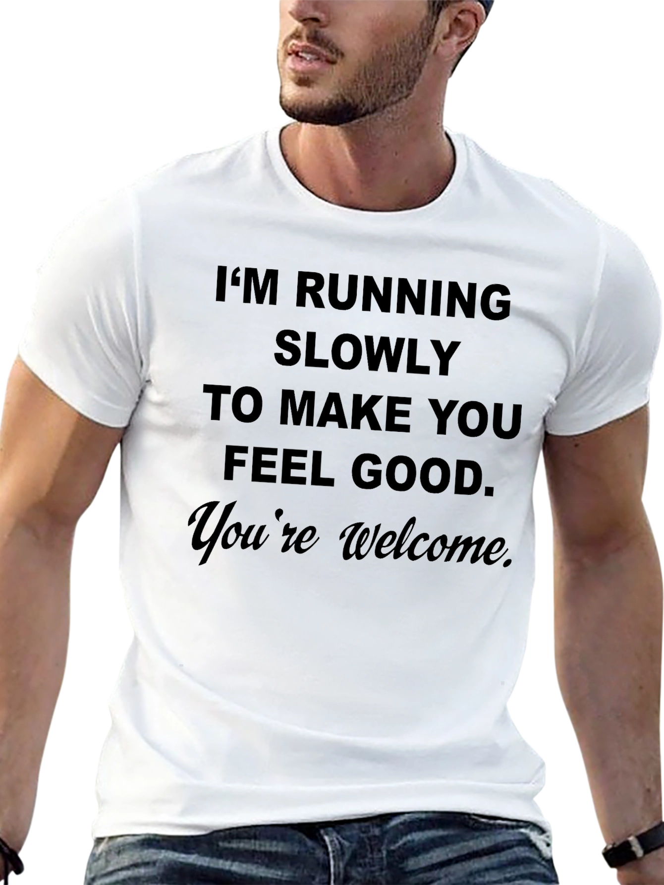 Funny Running Slogan Graphic T-Shirt