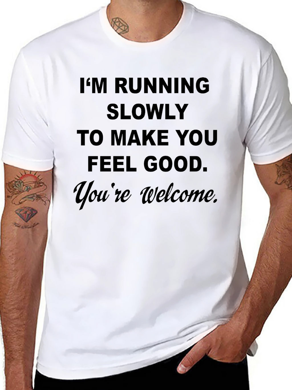 Funny Running Slogan Graphic T-Shirt