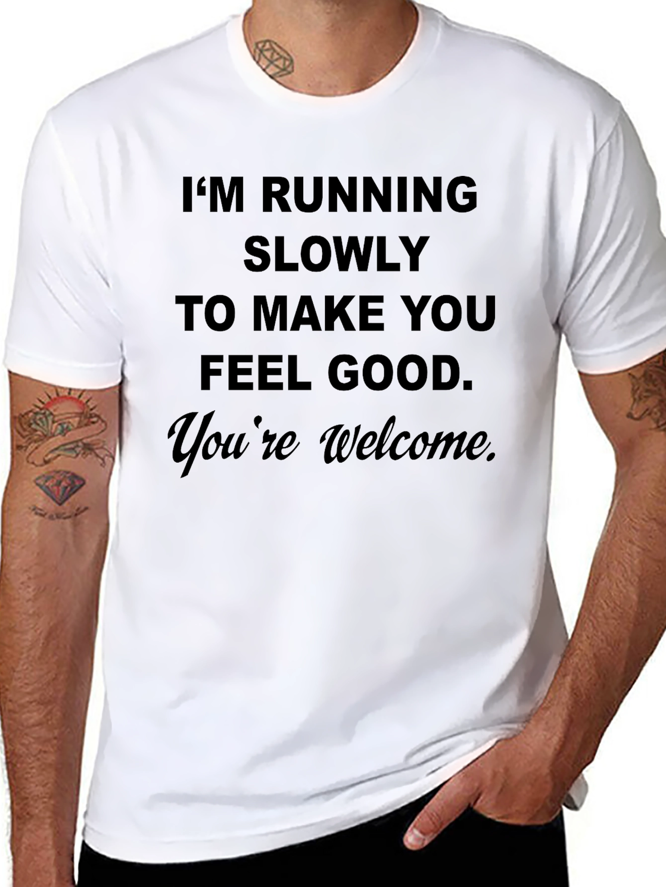 Funny Running Slogan Graphic T-Shirt