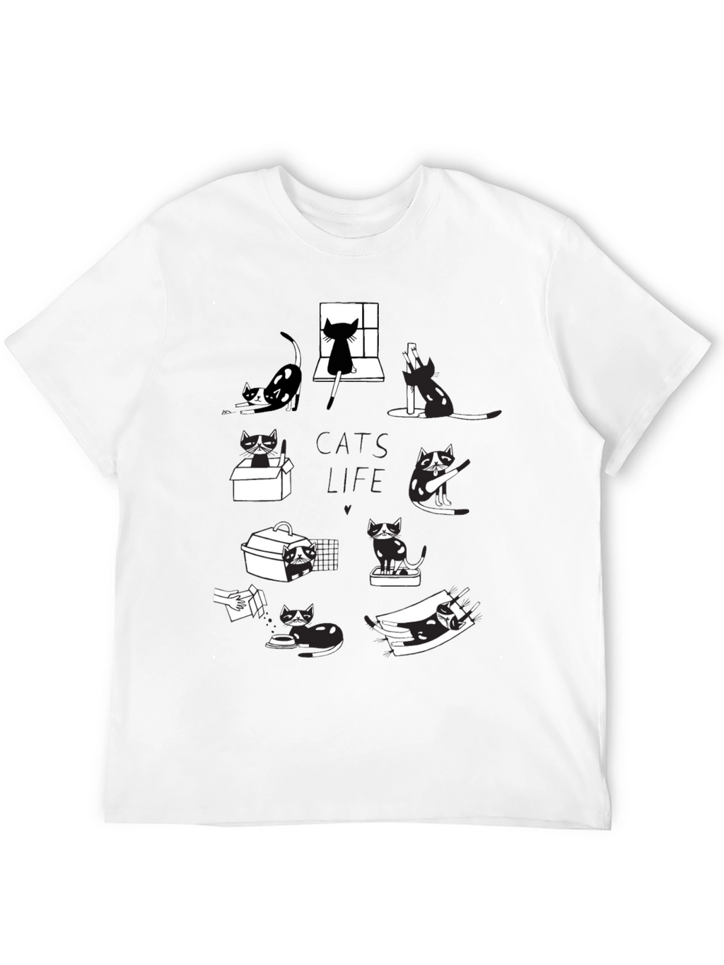 Cats Life Black Graphic T-Shirt