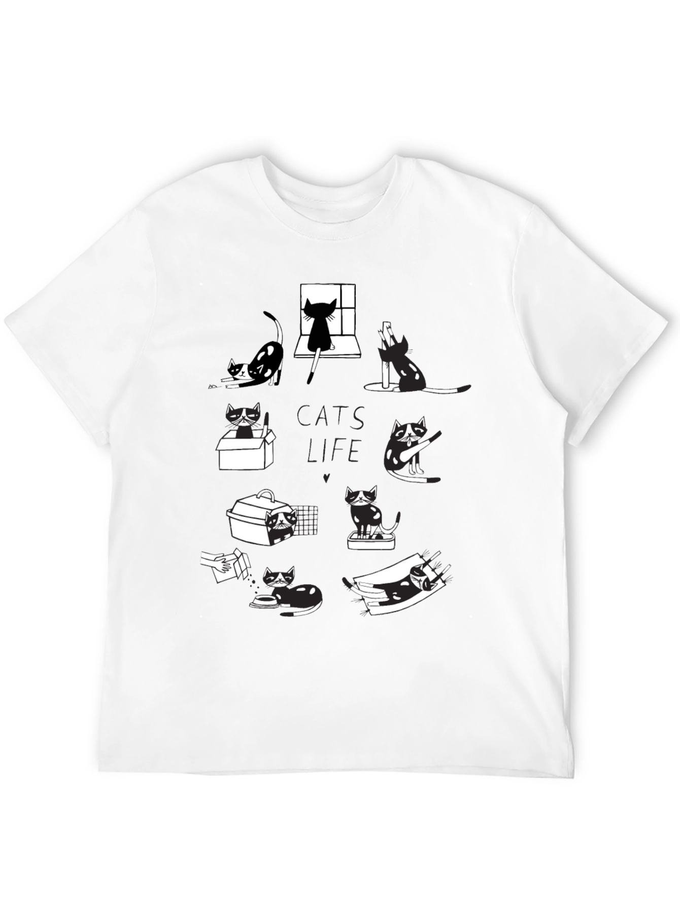 Cats Life Black Graphic T-Shirt