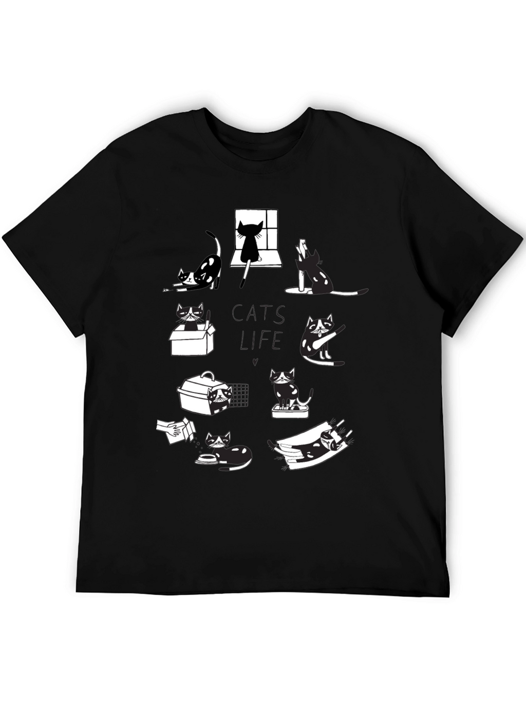 Cats Life Black Graphic T-Shirt