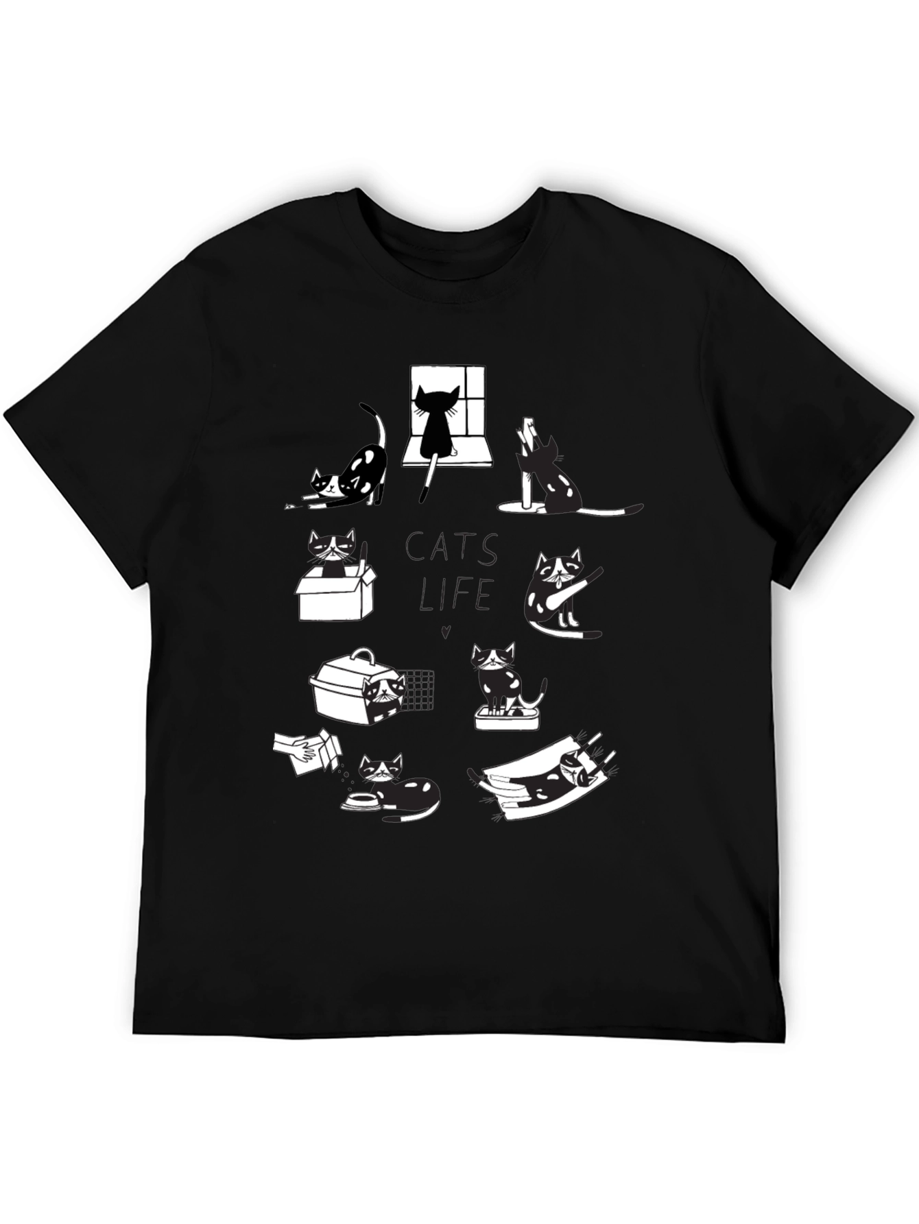 Cats Life Black Graphic T-Shirt