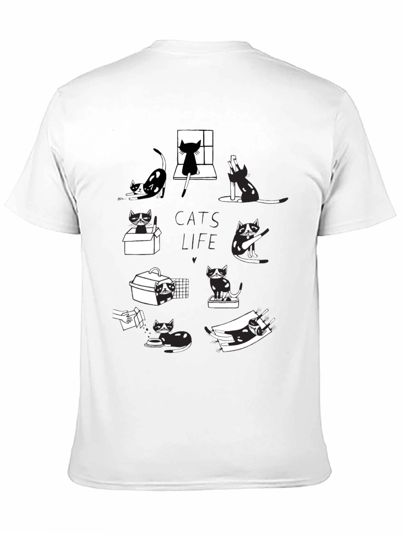 Cats Life Black Graphic T-Shirt