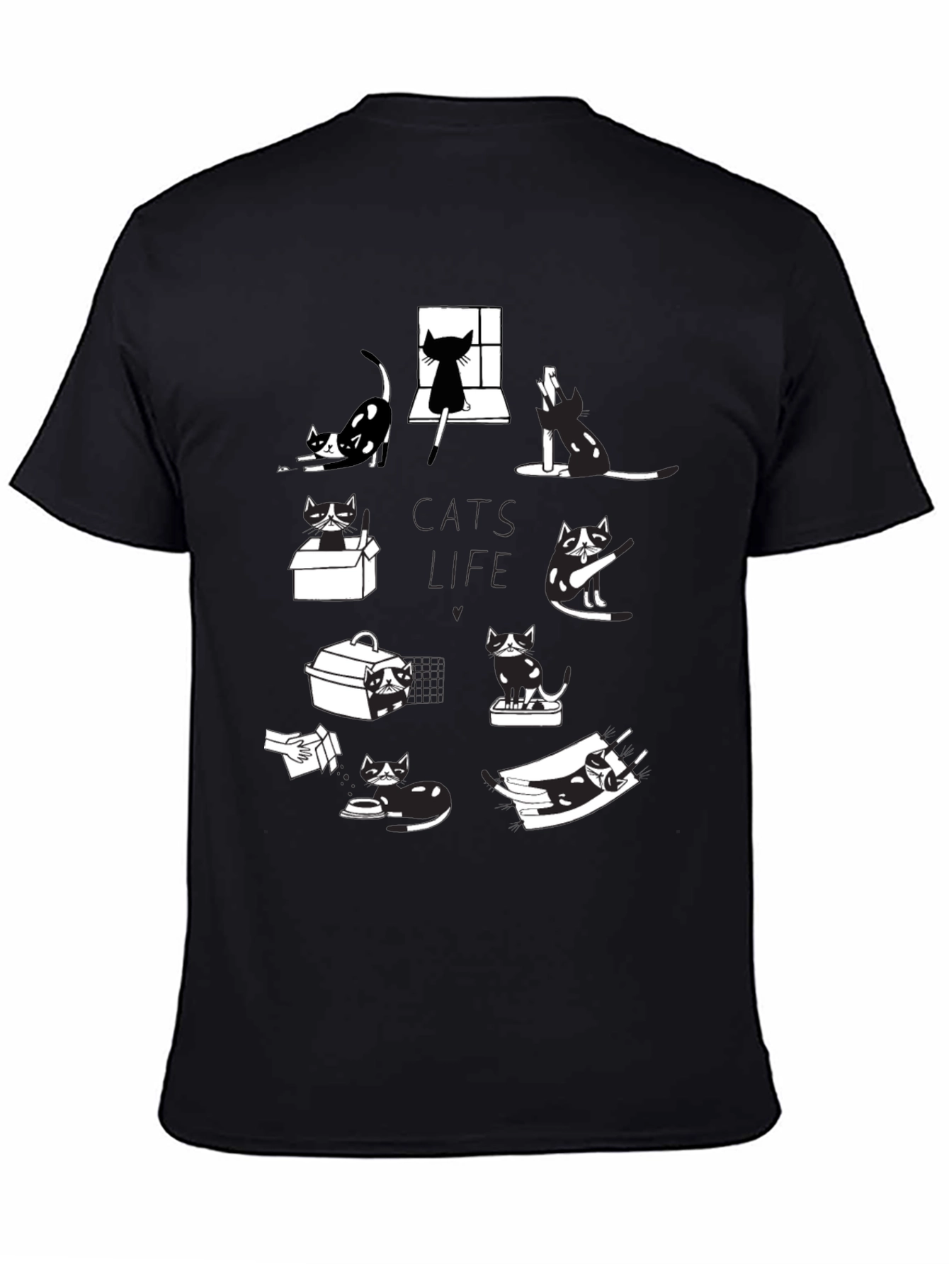 Cats Life Black Graphic T-Shirt
