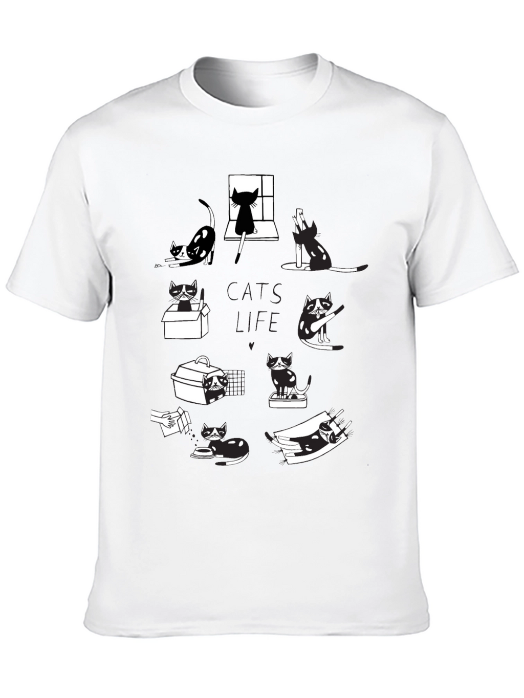 Cats Life Black Graphic T-Shirt