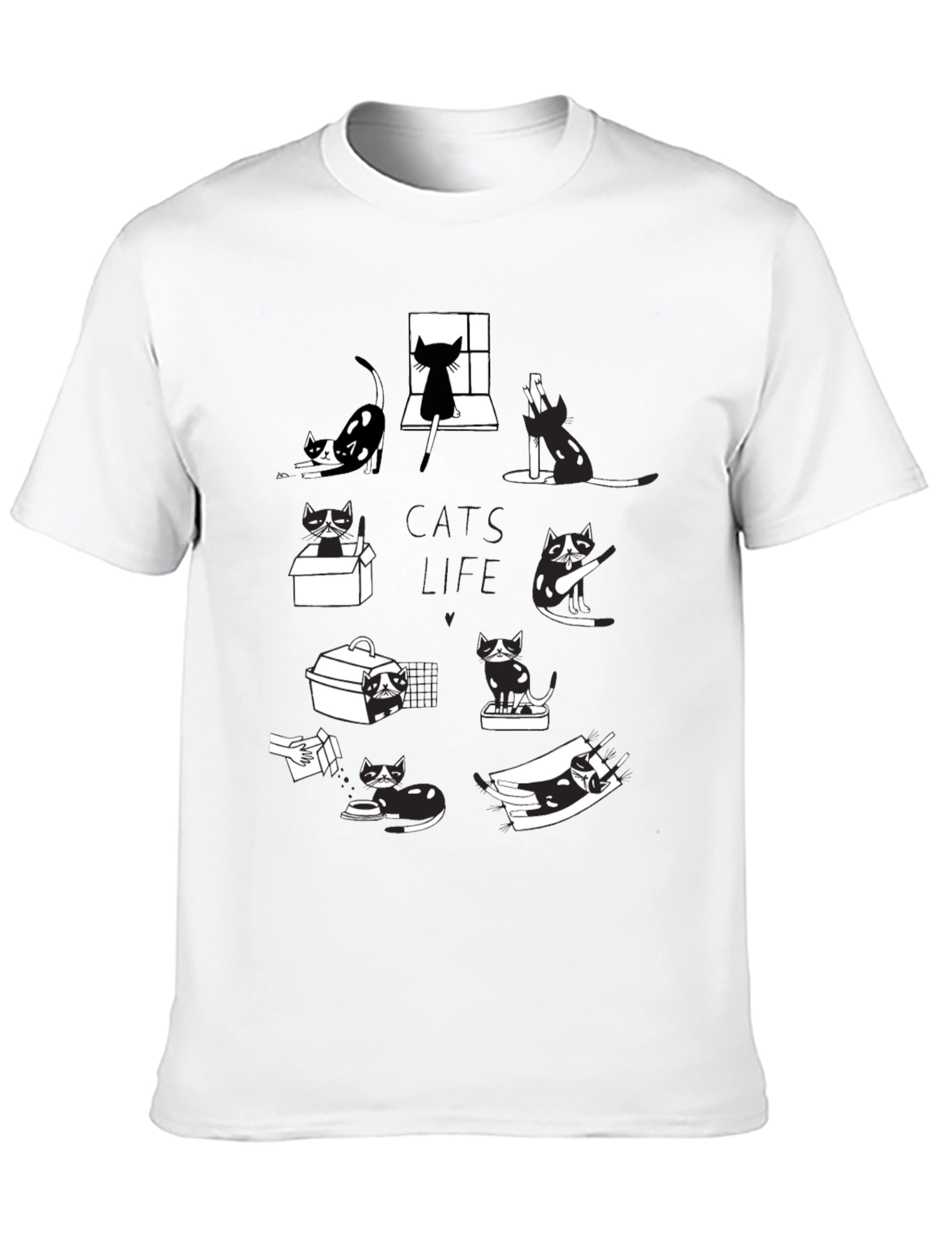 Cats Life Black Graphic T-Shirt
