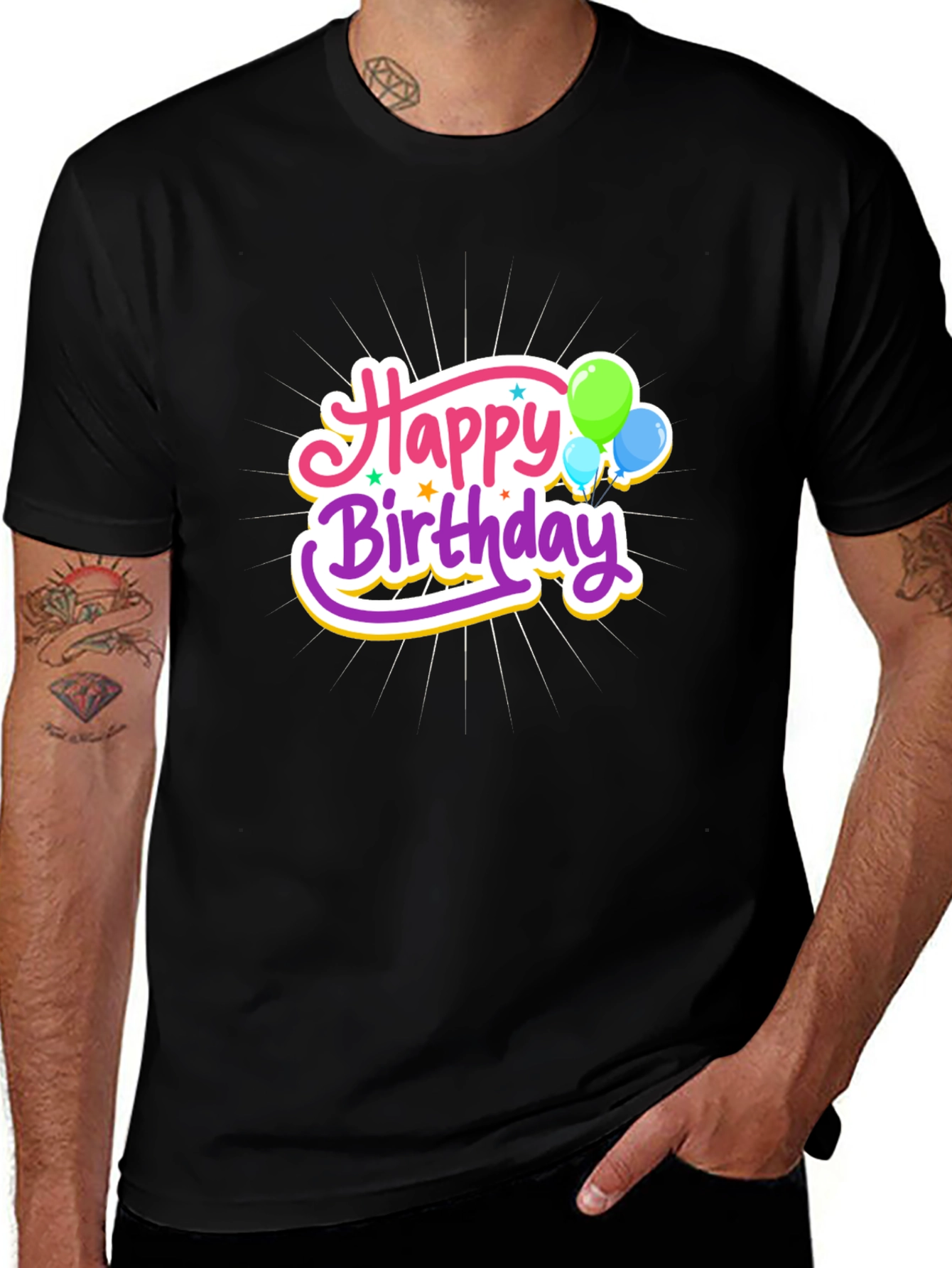 Happy Birthday Graphic Tee - Black