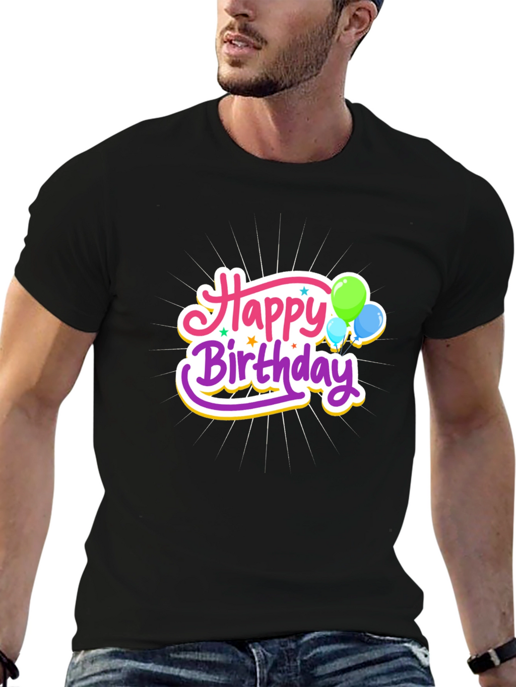Happy Birthday Graphic Tee - Black
