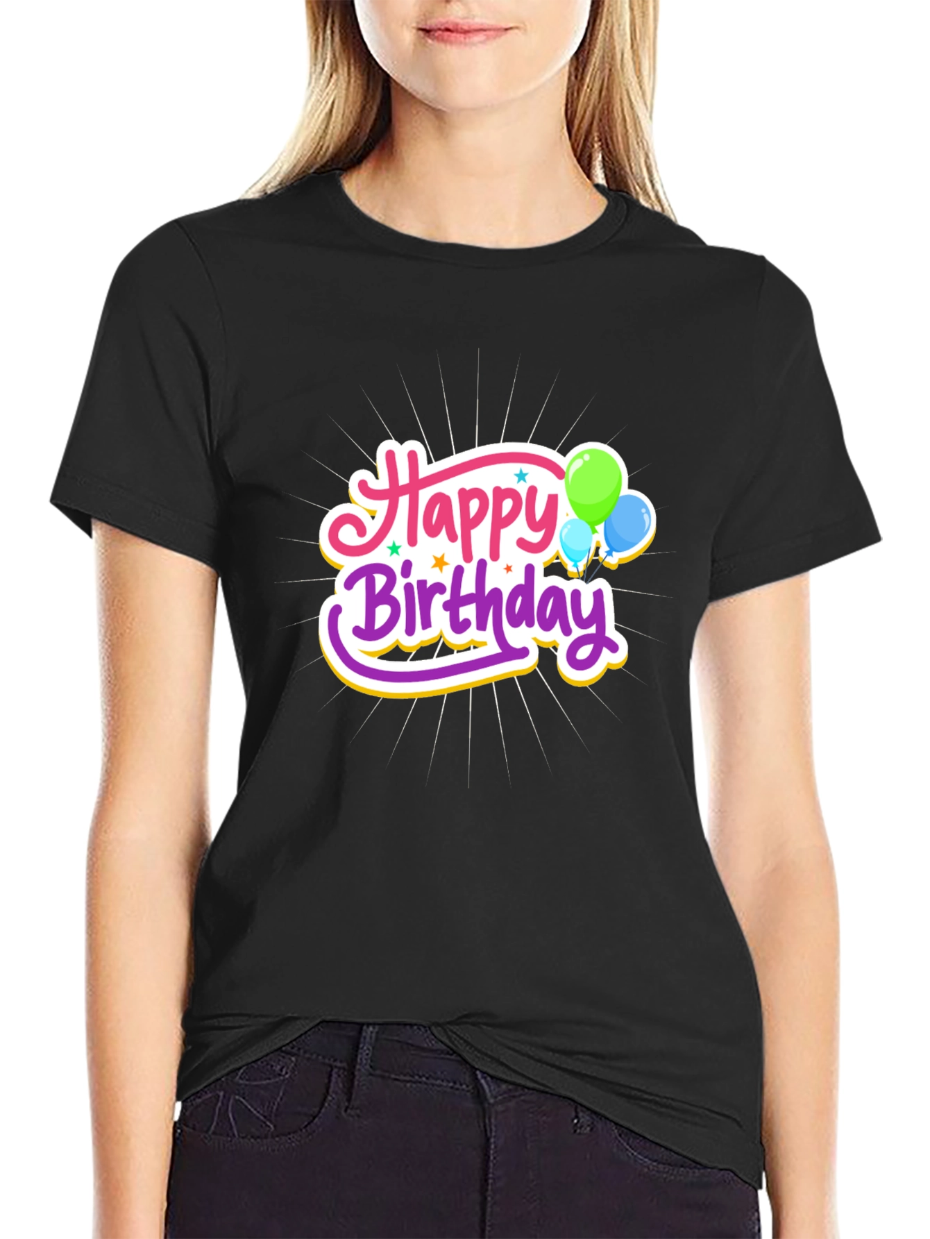 Happy Birthday Graphic Tee - Black