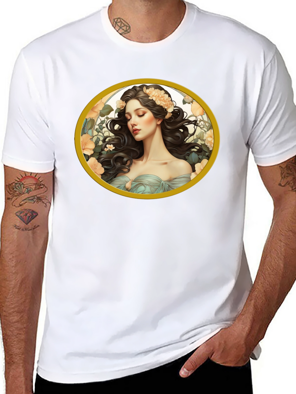 Floral Maiden Graphic Black T-Shirt