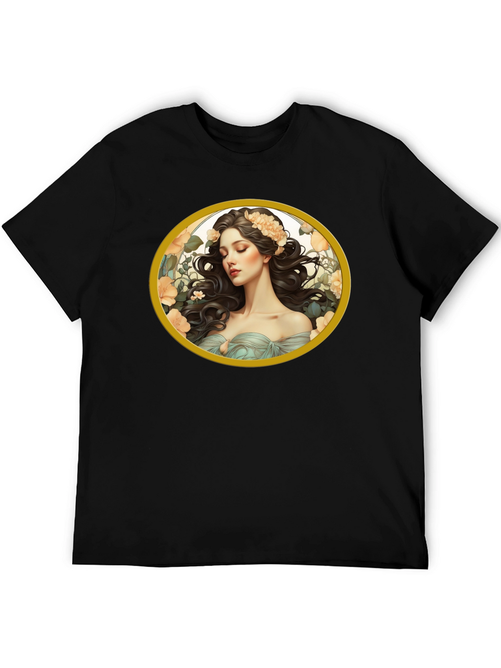 Floral Maiden Graphic Black T-Shirt