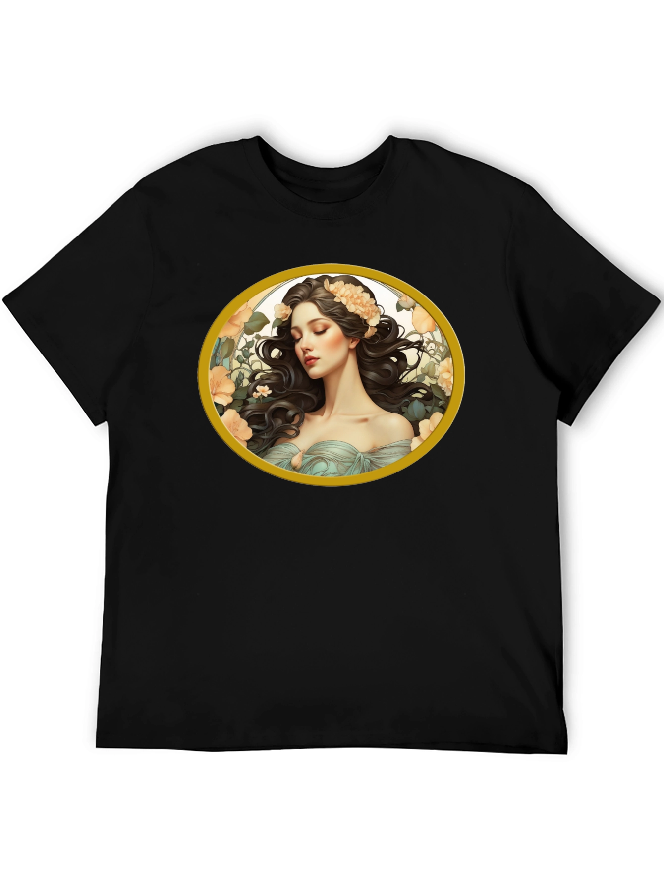 Floral Maiden Graphic Black T-Shirt