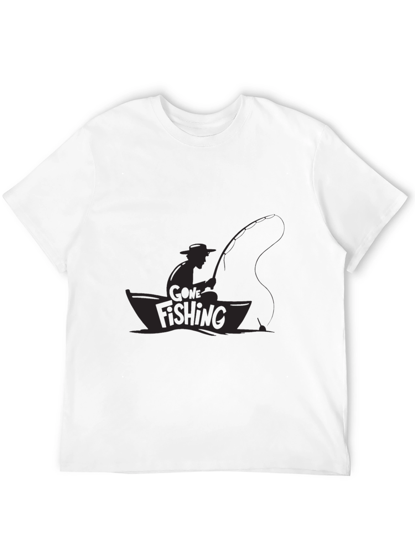 Mens Black Gone Fishing Graphic Tee